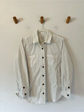 J Crew Corduroy Shacket Top Heavy Shirt Women's Sz Small Off White Layering